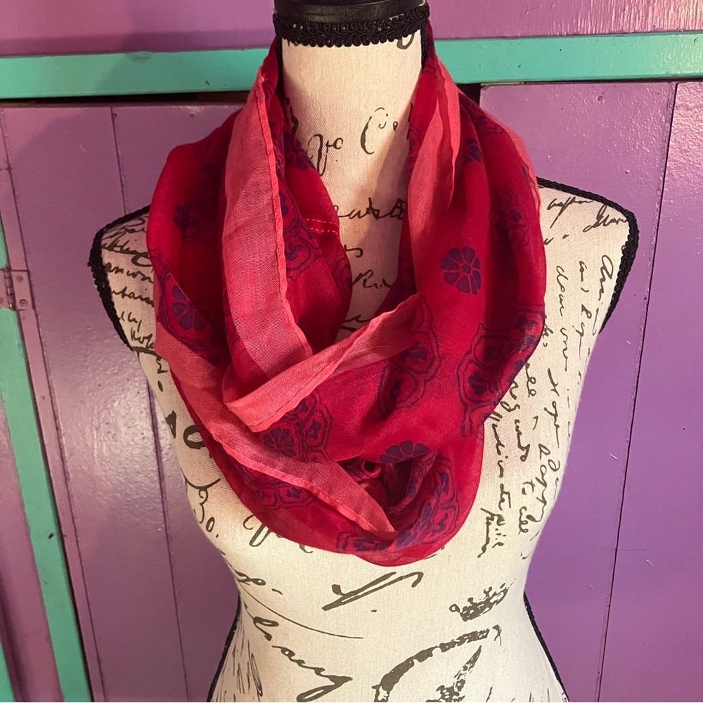 Elegant Red Floral Scarf